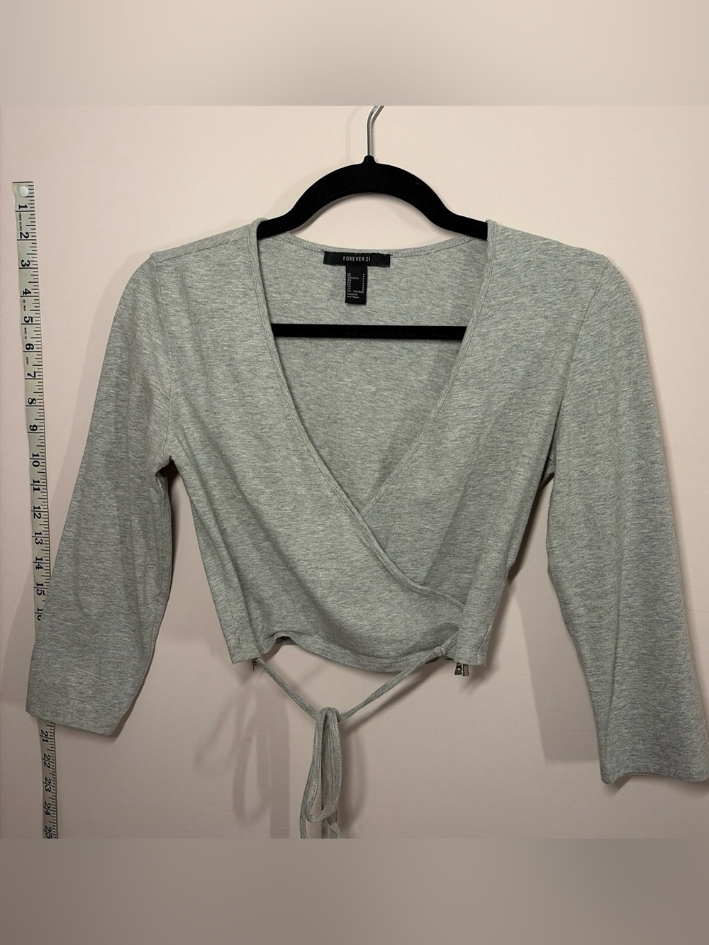 Forever 21 Heather Gray Wrap Crop Top